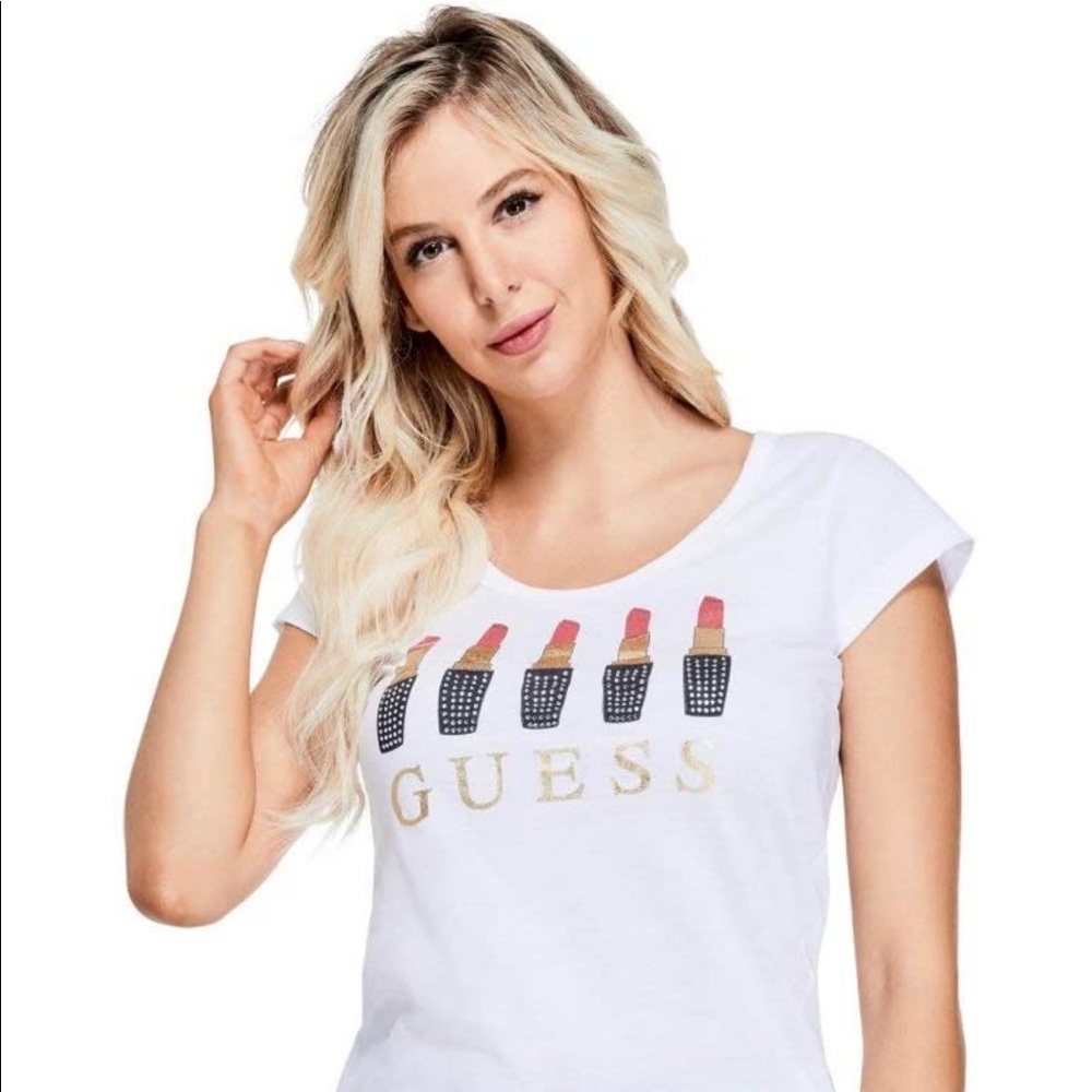 Guess Metallic Lipstick T-shirt Size small NWT
